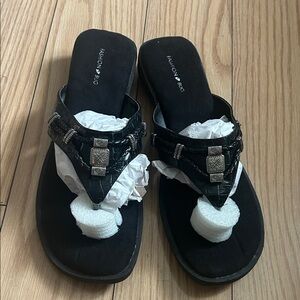 Fashion Bug Black Women's Sandals with Silver Accents